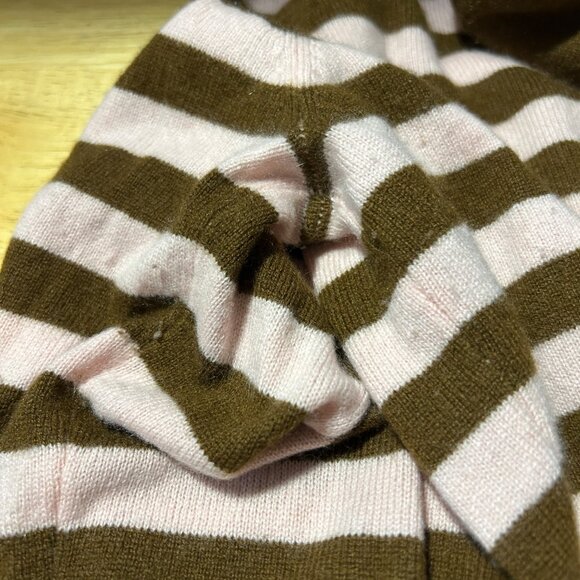 Womens Iris Singer Pink Brown Striped Pure Cashmere Turtleneck Sweater S - Picture 8 of 9